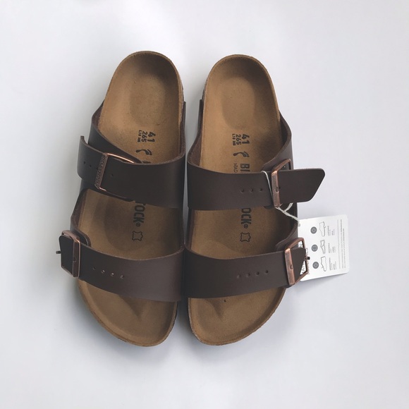 New! Birkenstock Arizona BS Dark Brown Leather Sandals Sz 41 Women 10 Men 8 - Picture 2 of 9